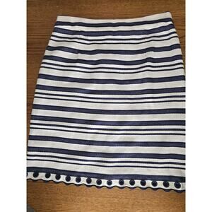 De Collection Blue & White Strip Pencil Skirt W/Grommets